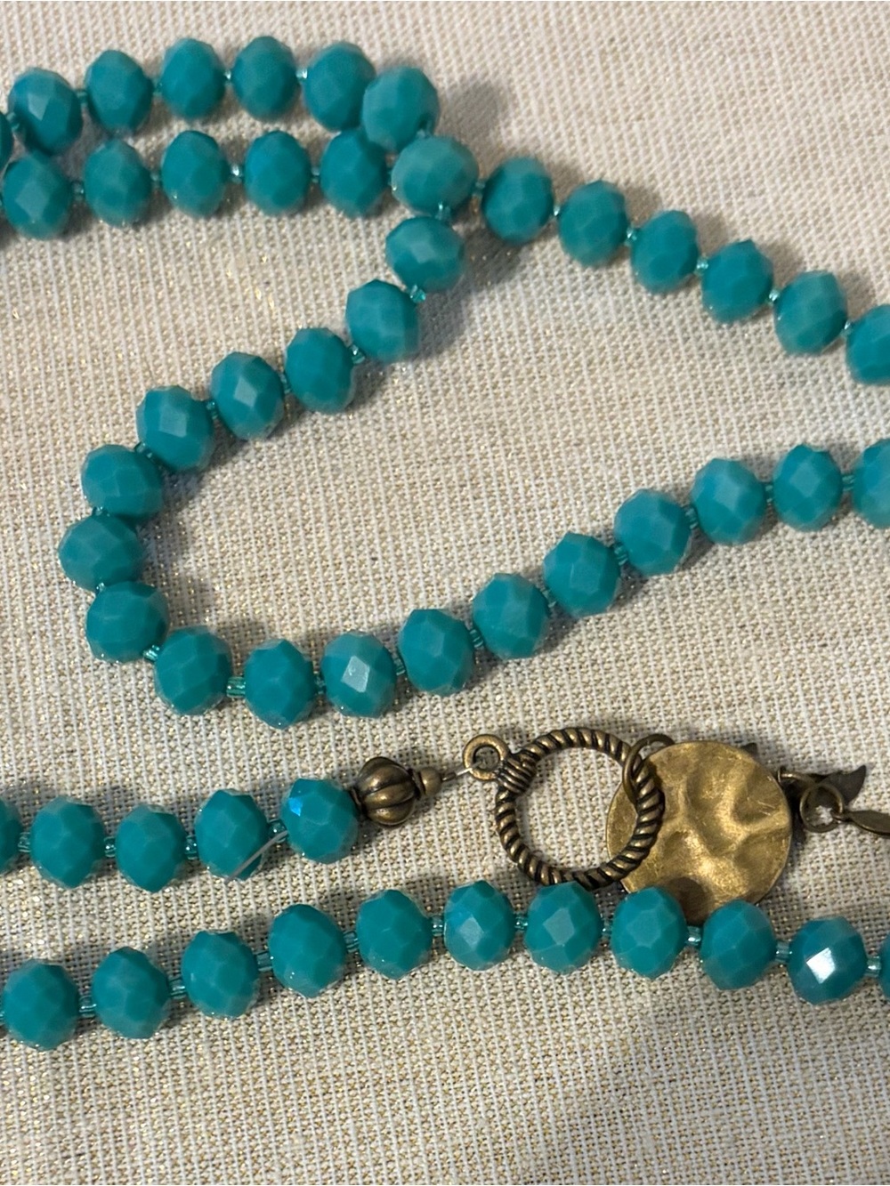 Turquoise-Colored Beaded Long Necklace - Women Jewelry - Picture 3 of 4